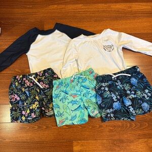 Old Navy Baby Boy Swim Bundle - Includes Swim Shorts and Rash Guard Shirts